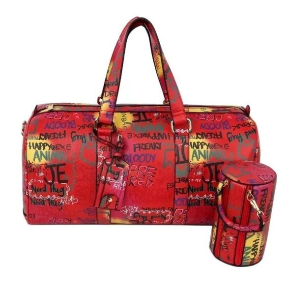 Graffiti Print 2N1 Duffle Overnight Bag - Picture 3 of 9